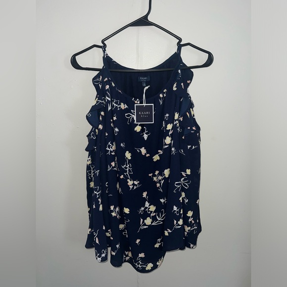 Kaari Blue Tops - Kaari Blue Women’s Floral Cold Shoulder Blouse Size Large NEW